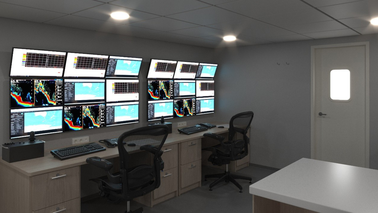 Rendering af science operation room, som det kan komme til at se ud på Dana V.